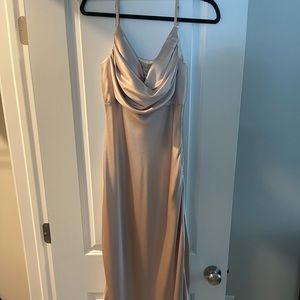 Skye gold champagne satin bridesmaid dress